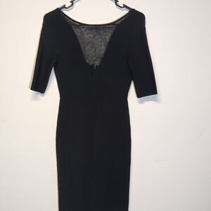 BCBGMAXAZRIA Women's Bodycon Dress Black Lace Inset, Size XXS